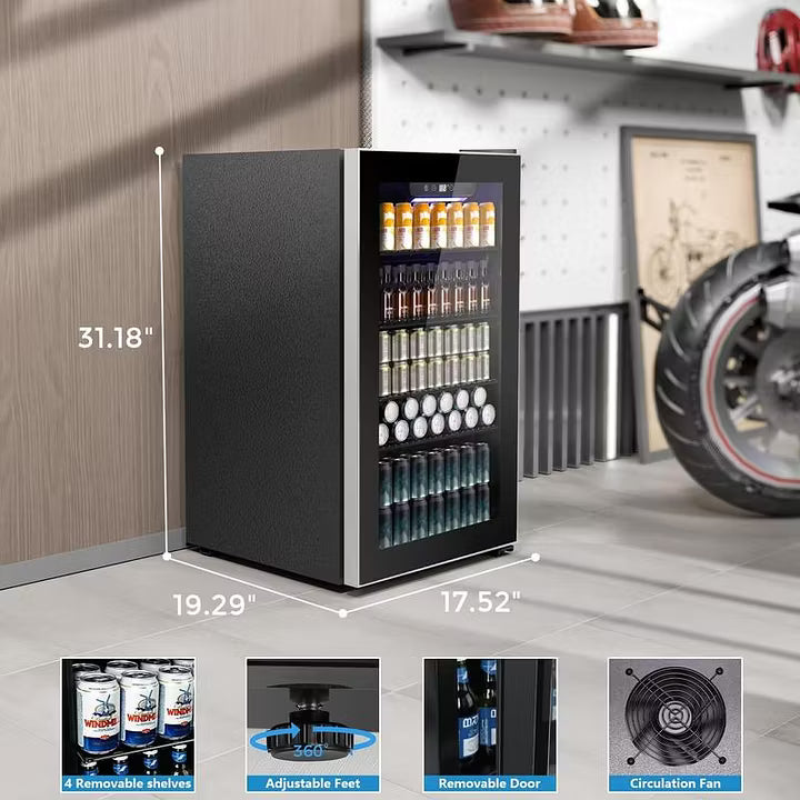 Mini Nevera de Bebidas – Vidrio Templado, Capacidad para 130 Latas