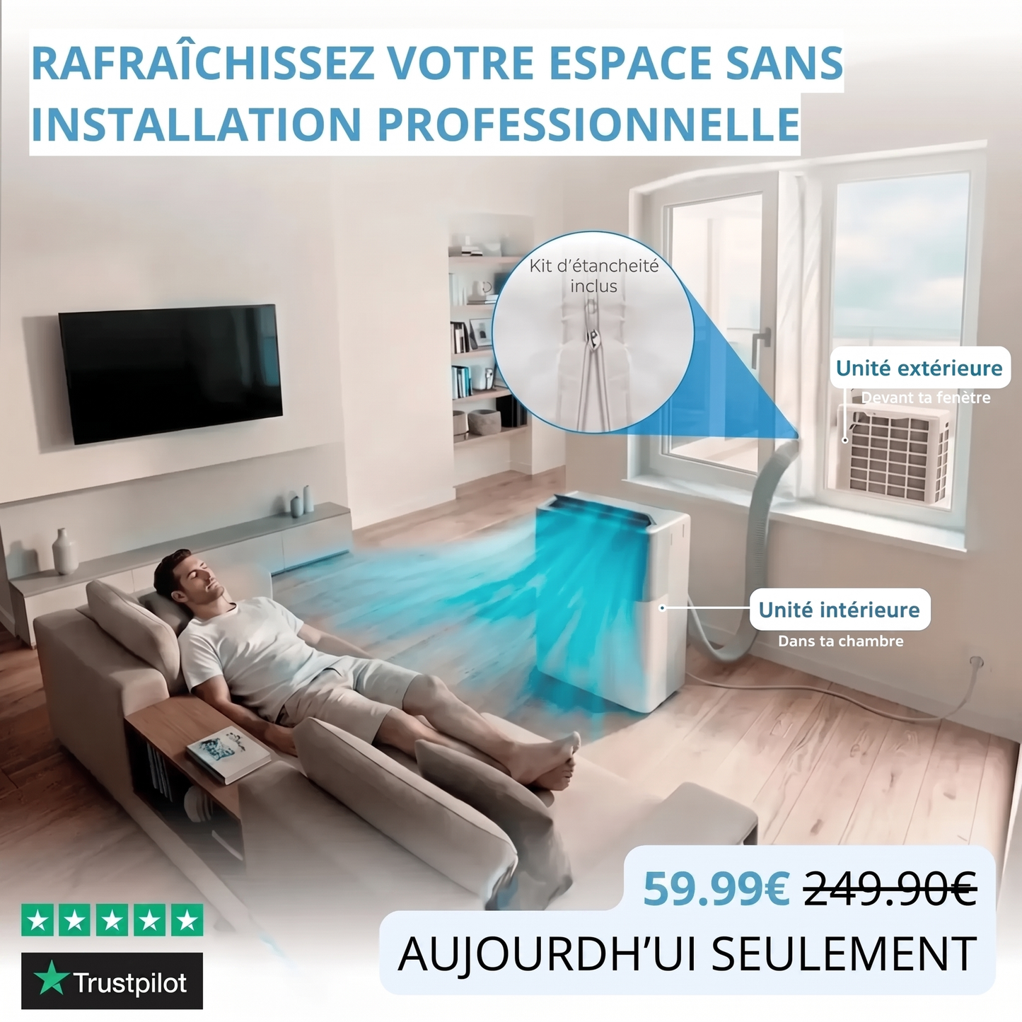 Air Climatisation Pro — Clim mobile puissante, sans travaux