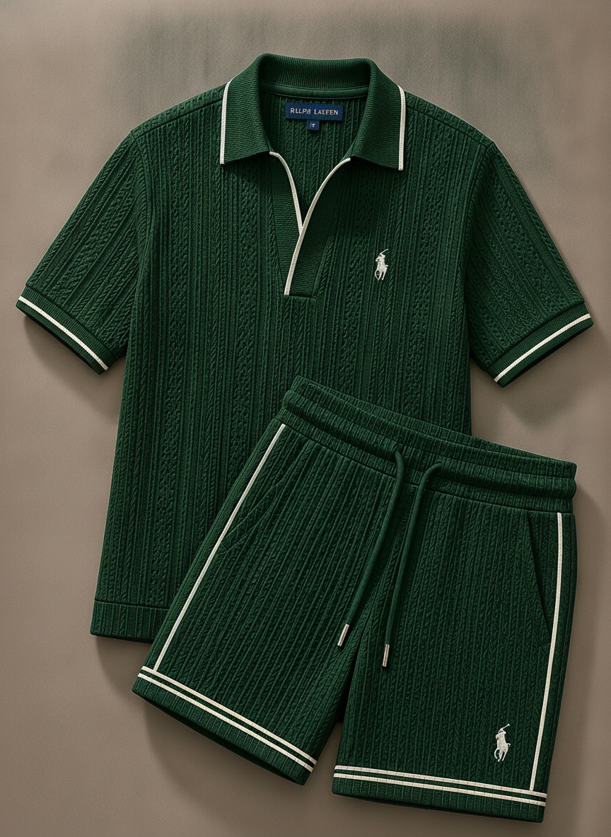 Ralph Lauren Ribbed Polo Shirt and Shorts Set
