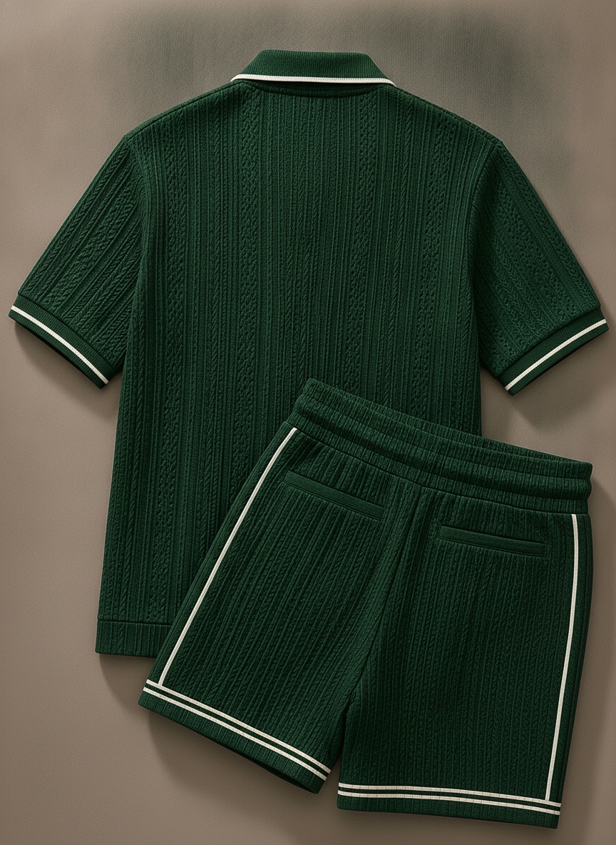 Ralph Lauren Ribbed Polo Shirt and Shorts Set