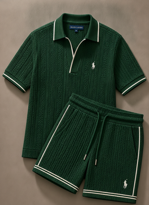 Ralph Lauren Ribbed Polo Shirt and Shorts Set