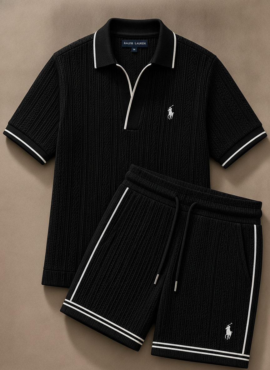 Ralph Lauren Ribbed Polo Shirt and Shorts Set