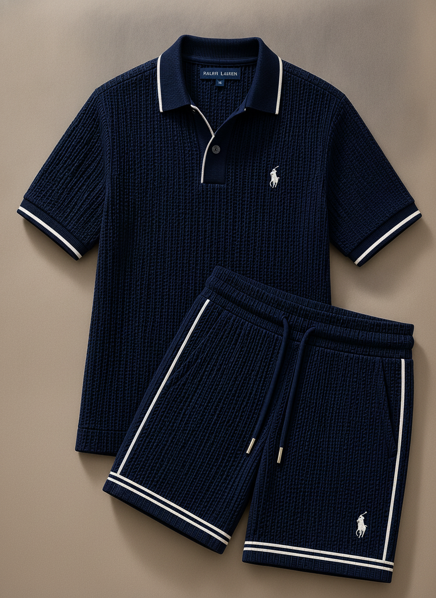 Ralph Lauren Ribbed Polo Shirt and Shorts Set